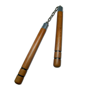 Deluxe Wooden Red Oak W/ 2 Stripes Nunchucks  B.B