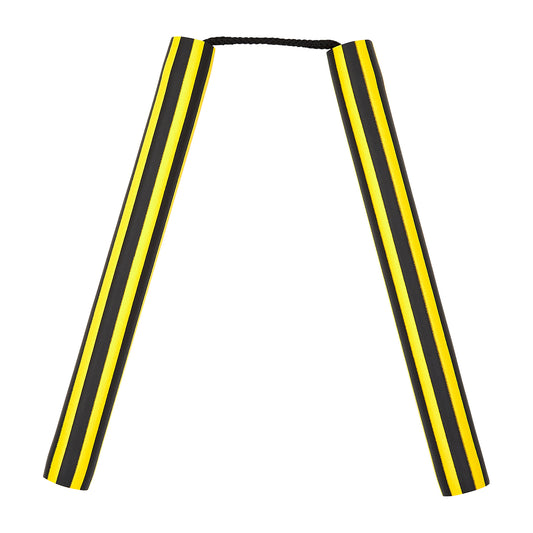 NR-014B: Foam Nunchaku with Cord Yellow / Black Stripes