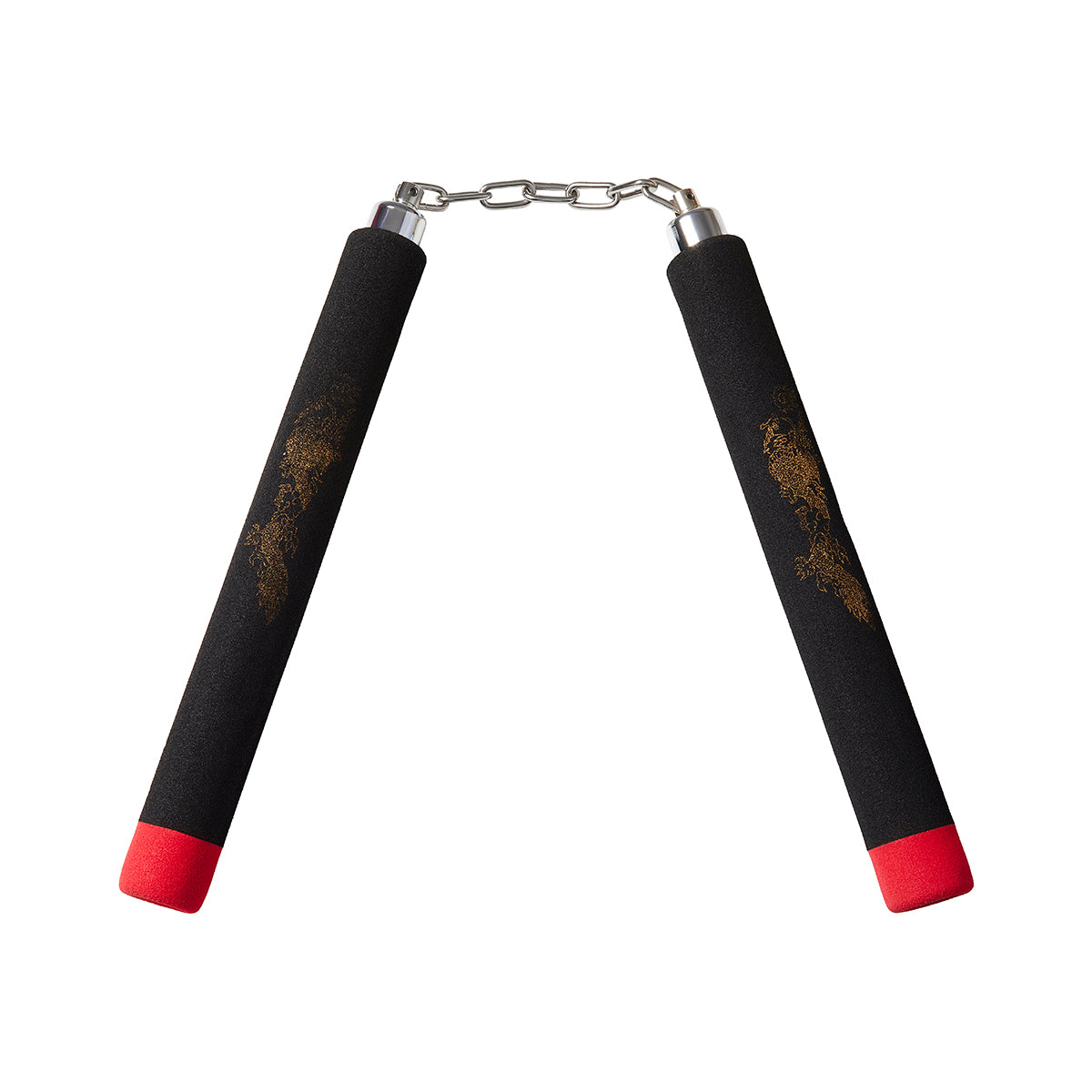 NR-028B: Foam Nunchaku W/ Metal B.B  All Black W/ Red Tips