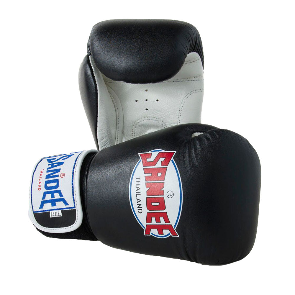 Sandee Authentic Leather Boxing Gloves - Black